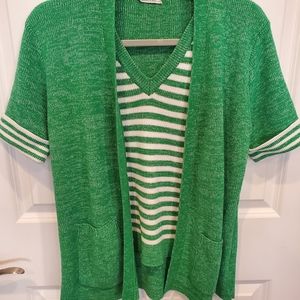 *vintage* green sweater/vest combo